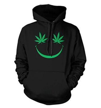 Haase Unlimited Marijuana Smile Face - Weed Pot Bud Smoke Unisex Hoodie Sweatshirt (Black, Large)