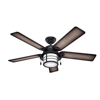 Hunter Fan Key Biscayne Indoor/Outdoor Ceiling Fan with 2 LED Lights and Pull Chain Control, Weathered Zinc Finish, 54 Inch