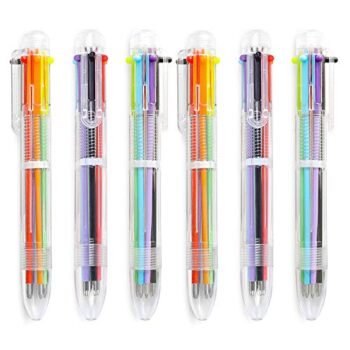 Hutou 24 Pack 0.5mm 6-in-1 Multicolor Ballpoint Pen 6 Colors Retractable Ballpoint Pens Kids Party Favors Pen(24 Pack)