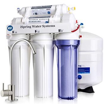 iSpring RCC7, NSF Certified, High Capacity Under Sink 5-Stage Reverse Osmosis Drinking Filtration System, 75 GPD, Brushed Nickel Faucet