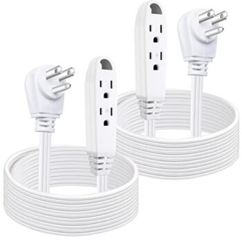 Kasonic 6 Feet 3 Outlet Extension Cord 2 Pack - Triple Wire Grounded Multi Outlet, UL Listed 16/3 SPT-3, 13 Amp - 125V - 1625 Watts (White)