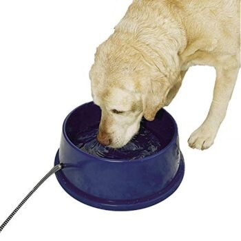 K&H Pet Products Thermal-Bowl Outdoor Heated Dog Bowl Blue 96 Ounces