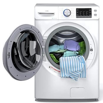 KoolMore FLW-5CWH 27" Front Load X-Large 4.5 Cu. Ft Machine with Quiet Inverter Motor, Steam and Water Plus Functions, 20-Minute Quick, 12 Washing Cycles [120V], White