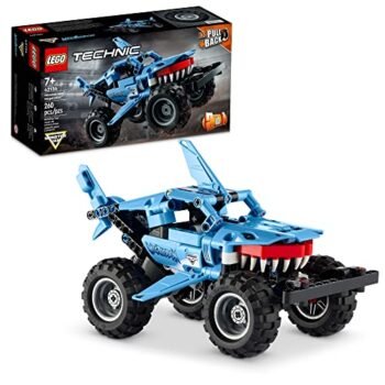 LEGO Technic Monster Jam Megalodon 42134 2 in 1 Pull Back Shark Truck to Lusca Low Racer Car Toy, 2022 Series, Set for Kids, Boys and Girls 7 Plus Years Old