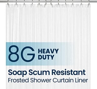 LiBa PEVA 8G Bathroom Shower Curtain Liner, 72" W x 72" H, Frosted, 8G Heavy Duty Waterproof Shower Curtain Liner