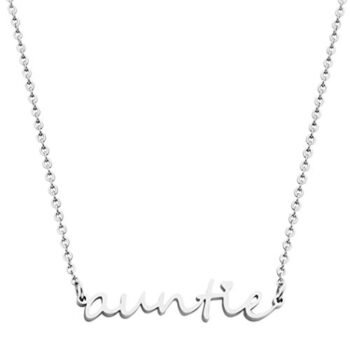 Meibai Auntie Name Necklace Aunt Necklace Auntie Gift Aunt Jewelry Gift for Aunt from Niece or Nephew (Silver)