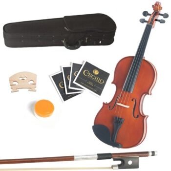 Mendini 12-Inch MA250 Varnish Solid Wood Viola with Case, Bow, Rosin, Bridge and Strings