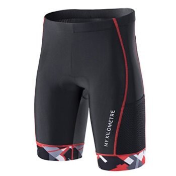 MY KILOMETRE Triathlon Shorts Mens 9" | Easy Reach Leg Pockets | Chamois for Long-Distance Tri Race Cycling Shorts