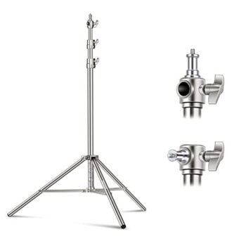 NEEWER 7.2ft/2.2m Stainless Steel Light Stand, Spring Cushioned Heavy Duty Photography Tripod Stand with 1/4” to 3/8” Universal Screw Adapter for Strobe,LED Video Light,Ring Light, Monolight, Softbox