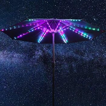 Patio Umbrella String Lights, 104 Bright LEDs 16 Colors 4 Modes USB Battery Operated Cordless Umbrella Light, Remote Control Waterproof Outdoor Pole Lights for Patio Umbrellas Camping Tents