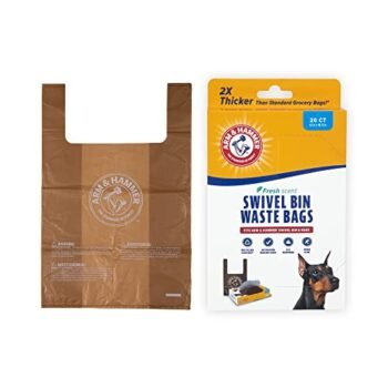 Petmate Arm & Hammer Heavy Duty Pet Waste Bags for Swivel Bin & Rake Dog Pooper Scooper, 20 Count Refill Bags (Packaging May Vary)