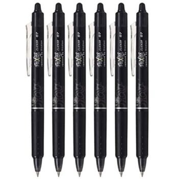 Pilot FriXion Ball Clicker Retractable Erasable Gel Pen, Fine Point, 0.7mm, Black Ink, 6 Count