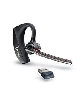 Poly Voyager 5200 UC Wireless Headset & Charging Case (Plantronics) - Single-Ear Bluetooth Headset w/Noise-Canceling Mic - Connect Mobile/Mac/PC via Bluetooth - Works w/Teams, Zoom - Amazon Exclusive