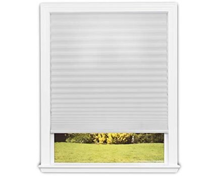 Redi Shade No Tools Easy Lift Trim-at-Home Cordless Pleated Light Filtering Fabric Shade White, 36 in x 64 in, (Fits windows 19 in - 36 in)