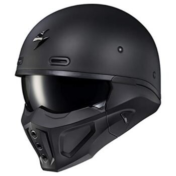 ScorpionEXO Covert X Open Face Half Shell 3/4 Motorcycle Helmet Bluetooth Ready Speaker Pockets DOT Solid (Matte Black - XL)