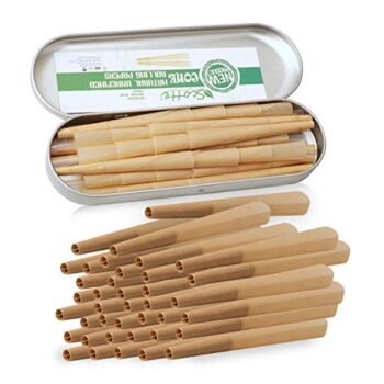 Scotte 40 Pre Rolled Cones 1 1/4 Size Organic Cigarette Rolling Papers with Tips (78mm/3inch) (Yellow)