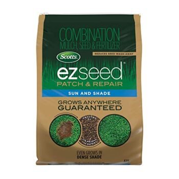 Scotts EZ Seed Patch & Repair Sun and Shade Mulch, Grass Seed, Fertilizer Combination for Bare Spots and Repair, 20 lb