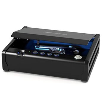 SentrySafe Biometric Gun Safe for Handgun, Fingerprint Gun Safe with Interior Light, 1 Handgun Capacity, Firearm Storage with Bolt Down Kit, QAP1BLX