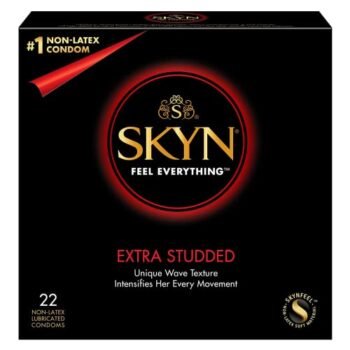 SKYN Extra Studded Condoms Non-Latex Ultra Thin Natural Feel with SKYNFEEL Technology 22 Count Box