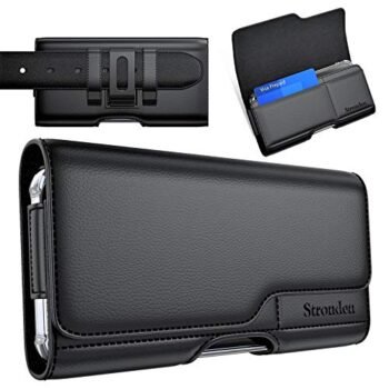 Stronden Holster for iPhone 14, 14 Pro, 13, 13 Pro, 12, 12 Pro, 11, XR - Leather Belt Case with Belt Clip [Magnetic Closure] Premium Pouch w/Built in Card Holder (Fits Otterbox Commuter Case on)