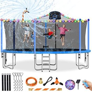 Tatub 16FT Trampoline for Kids Recreational Trampolines with Safety Enclosure Net Basketball Hoop and Ladder, Outdoor Backyard Bounce for 6-8 Children and Adults