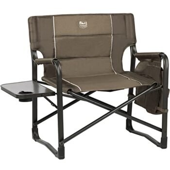 TIMBER RIDGE XXL Upgraded Oversized Directors Chairs with Foldable Side Table, Detachable Side Pocket, Heavy Duty Folding Camping Chair up to 600 Lbs Weight Capacity (Brown) Ideal Gift