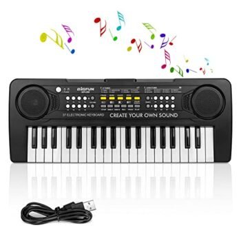 TOQIBO Kids Piano Keyboard, 37 Keys Electronic Piano for Kids Portable Multi-Function Musical Instruments Birthday Educational Gift Toys for 3 4 5 6 7 8 Year Old Boys Girls Children Beginner(Black)