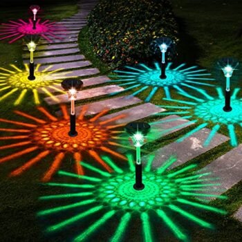 Usiako Bright Outdoor Solar Pathway Lights 6 Pack,Color Changing/Warm White LED Solar Lights Outdoor Waterproof,Solar Powered Garden Landscape Decoration for Path Yard Walkway Lawn Driveway Backyard
