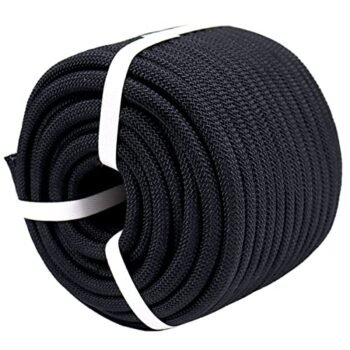 YUZENET Braided Polyester Arborist Rigging Rope (3/8inch X 100feet) High Strength Outdoor Rope for Rock Climbing Hiking Camping Swing, Black