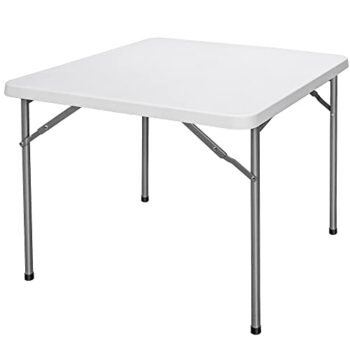 ZenStyle 3 ft Indoor Outdoor Heavy Duty Portable Plastic Folding Table, Square Card Table Utility Table Game Table for Puzzles Crafting Picnic Camping Dining Party, White