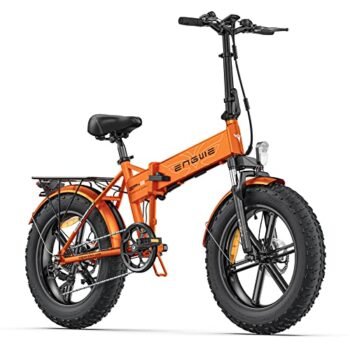 ENGWE 750W Folding Electric Bike for Adults 20" 4.0 Fat Tire Mountain Beach Snow Bicycles Aluminum Electric Scooter 7 Speed Gear E-Bike with Detachable Lithium Battery 48V12.8A Up to 28MPH (Orange)