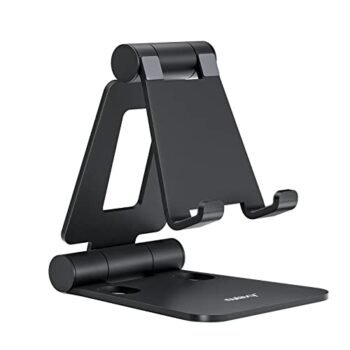Nulaxy Dual Folding Cell Phone Stand, Fully Adjustable Foldable Desktop Phone Holder Cradle Dock Compatible with Phone 14 13 12 11 Pro Xs Xs Max Xr X 8, Nintendo Switch, Tablets (7-10"), All Phones
