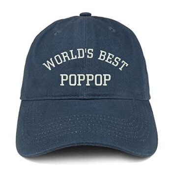 Trendy Apparel Shop World's Best Poppop Embroidered Low Profile Soft Cotton Baseball Cap - Navy