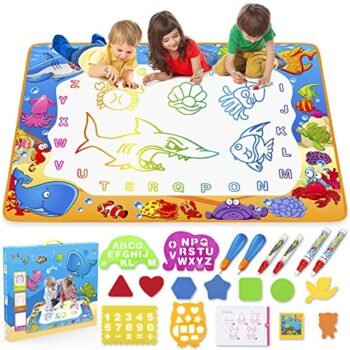 Water Doodle Mat - Kids Painting Writing Doodle Toy Mat - Color Doodle Drawing Mat Bring Magic Pens Educational Toys for Age 2 3 4 5 6 7 Year Old Girls Boys Age Toddler Gift